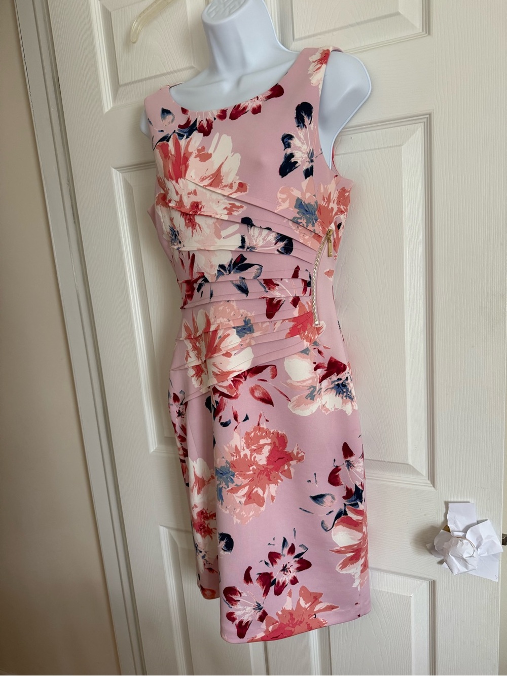 IVANKA TRUMP FLORAL PINK SLEEVELESS DRESS, 8